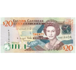 20 долларов 2003 года Восточные Карибы (Суффикс А — Антигуа)