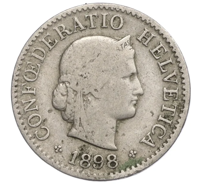 Монета 5 раппенов 1898 года Швейцария (Артикул K12-07897)