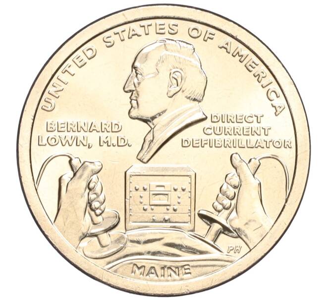 Монета 1 доллар 2024 года D США «Американские инновации — Дефибриллятор постоянного тока» (Артикул M2-73889)