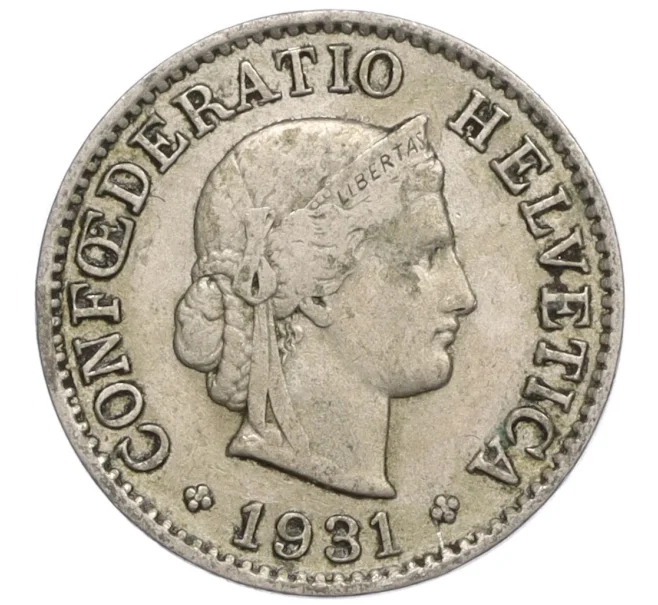 Монета 5 раппенов 1931 года Швейцария (Артикул K12-08247)