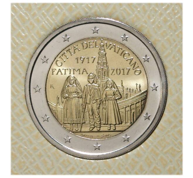 Монета 2 евро 2017 года Ватикан «100 лет Фатимским явлениям Девы Марии» (в буклете) (Артикул M2-6756)