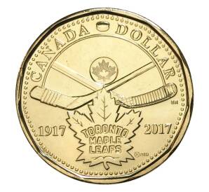 1 доллар 2017 года Канада «100 лет хоккейному клубу Toronto Maple Leafs» — Фото №1