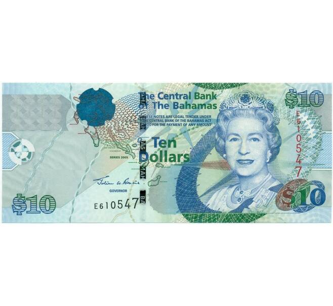 Банкнота 10 долларов 2005 года Багамские острова (Артикул: K12-08612) — Фото №1