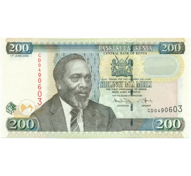 Банкнота 200 шиллингов 2009 года Кения (Артикул K12-08644)
