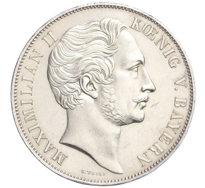 Монета 2 гульдена 1855 года Бавария «В память о восстановлении колонны Святой Марии» (Артикул M2-73910)