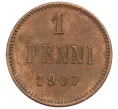 Монета 1 пенни 1907 года Русская Финляндия (Артикул M1-59228)