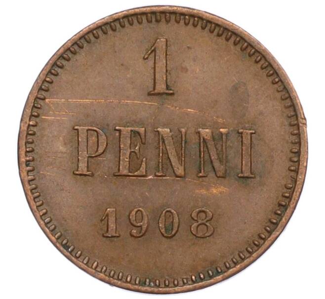 Монета 1 пенни 1908 года Русская Финляндия (Артикул M1-59240)