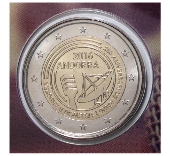 Монета 2 евро 2016 года Андорра «25 лет Радио и телевидению Андорры» (в буклете) (Артикул M2-6895)