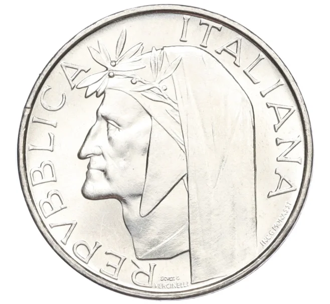 Монета 500 лир 1965 года Италия «700 лет со дня рождения Данте Алигьери» (Артикул M2-74117)