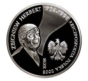 10 злотых 2008 года Польша «10 лет со дня смерти Збигнева Херберта» — Фото №2