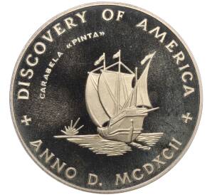 Медалевидный жетон 1992 года ЛМД «500 лет открытия америки — Корабль Пинта»