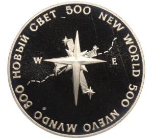Медалевидный жетон 1992 года ЛМД «500 лет открытия америки — Христофор Колумб»