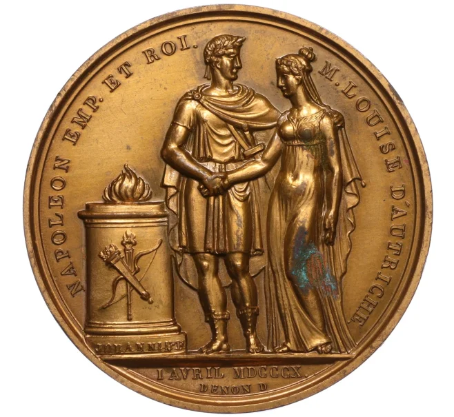 Медаль 1810 года Франция « Свадьба Императора Наполеона Бонапарта и Марии-Луизы Австрийской» (Артикул K12-11541)