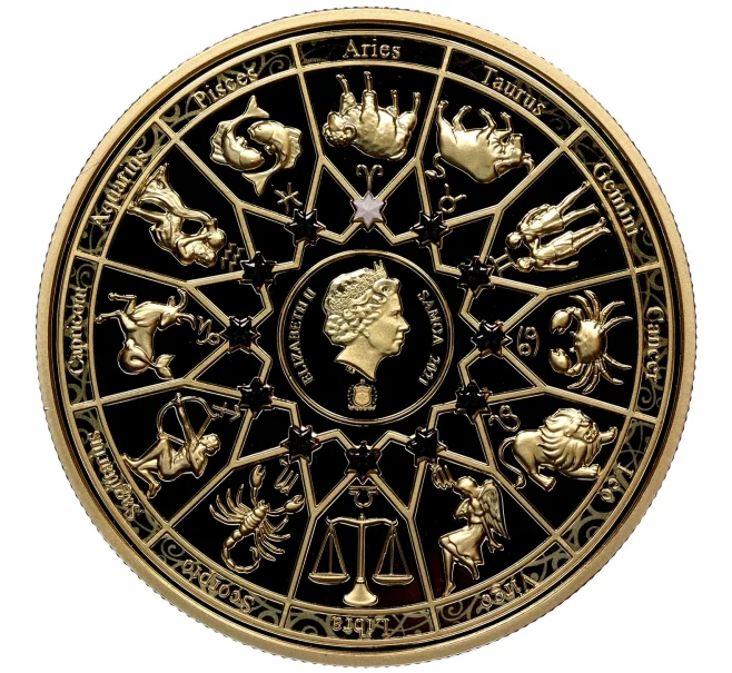 Монета 20 центов 2021 года Самоа «12 Олимпийских богов в зодиаке — Афина и Овен» (Артикул M2-74196)