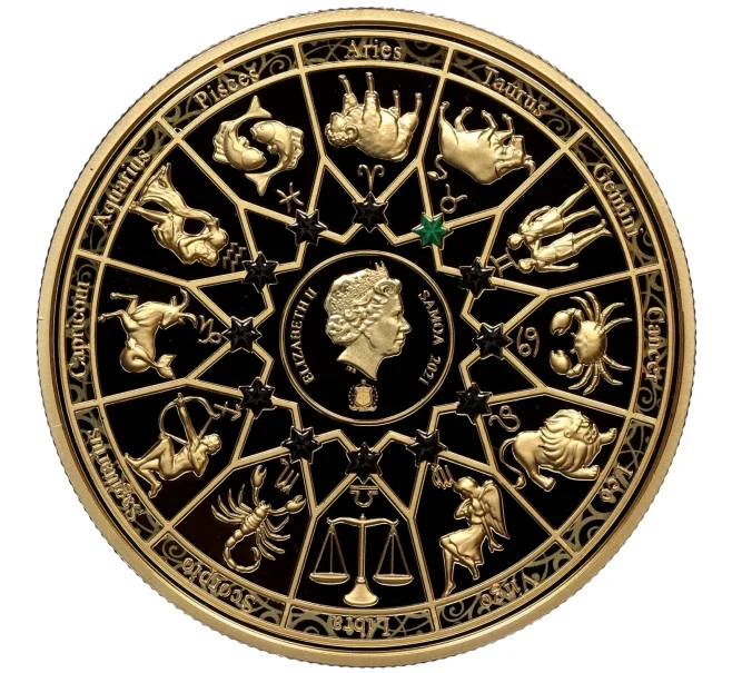Монета 20 центов 2021 года Самоа «12 Олимпийских богов в зодиаке — Афродита и Телец» (Артикул M2-74200)