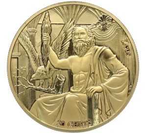 20 центов 2021 года Самоа «12 Олимпийских богов в зодиаке — Зевс и Лев»
