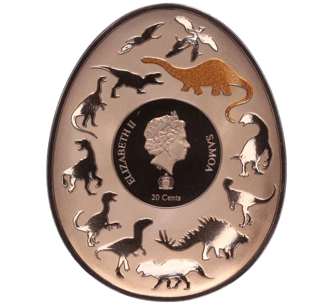 Монета 20 центов 2022 года Самоа «Динозавры в Азии — Маменчизавр» (Артикул M2-74203)