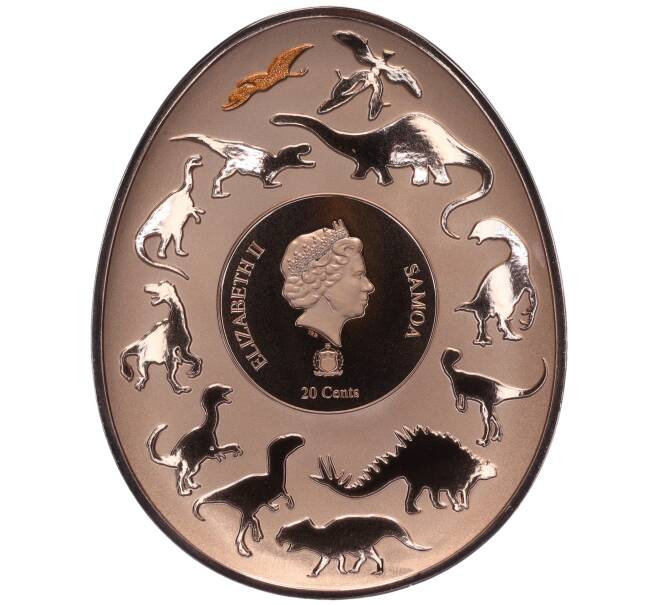 Монета 20 центов 2022 года Самоа «Динозавры в Азии — Джунгариптер Вейи» (Артикул M2-74212)