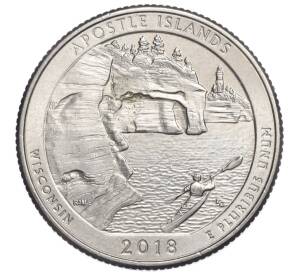 1/4 доллара (25 центов) 2018 года P США «Национальные парки — №42 Национальное побережье Апостл-Айлендс»