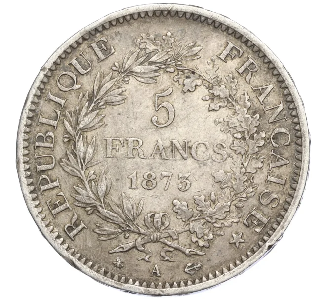 Монета 5 франков 1873 года А Франция (Артикул K27-85602)