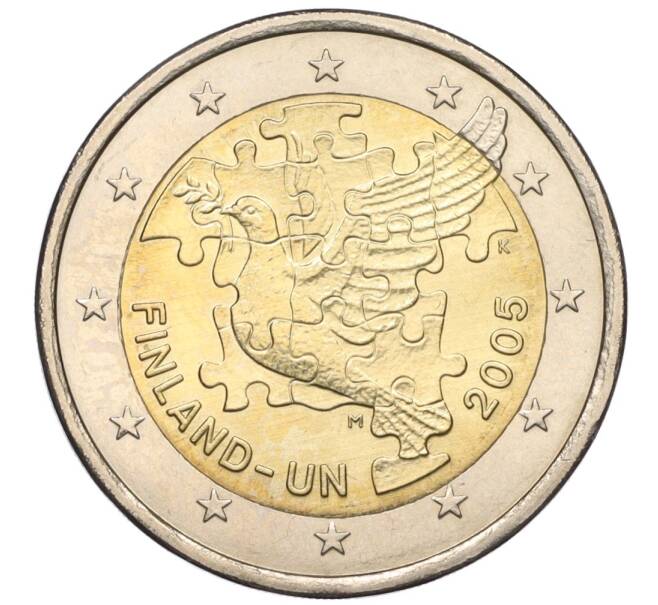 Монета 2 евро 2005 года Финляндия «60 лет ООН и 50 лет членству Финляндии в ООН» (Артикул K12-13320)