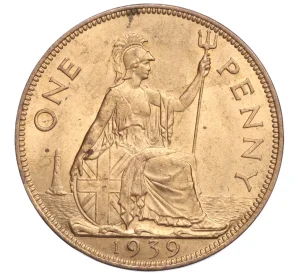 1 пенни 1939 года Великобритания