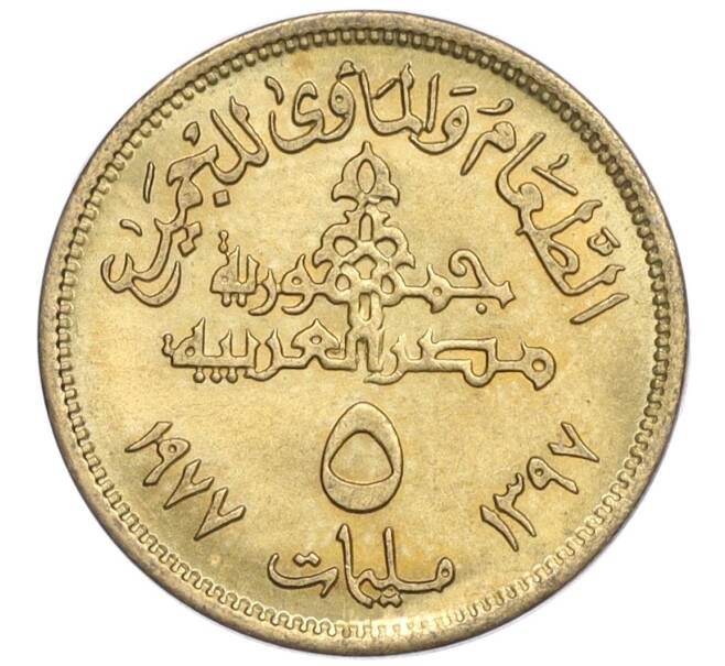 Монета 5 миллимов 1977 года Египет «Продовольственная программа — ФАО» (Артикул K1-5280)