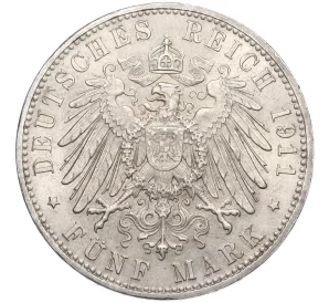5 марок 1911 года Германия (Бавария) «90 лет со дня рождения Луитпольда Баварского»