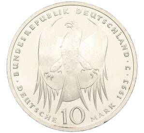 10 марок 1993 года J Германия «150 лет со дня рождения Роберта Коха» — Фото №2