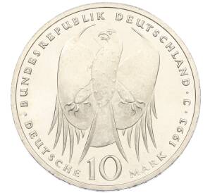 10 марок 1993 года J Германия «150 лет со дня рождения Роберта Коха» — Фото №2
