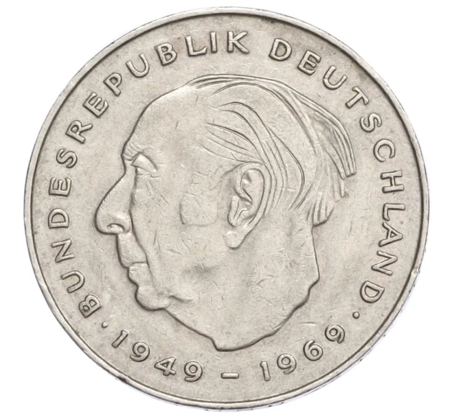Монета 2 марки 1978 года D Западная Германия (ФРГ) «Конрад Аденауэр» (Артикул K12-13668)