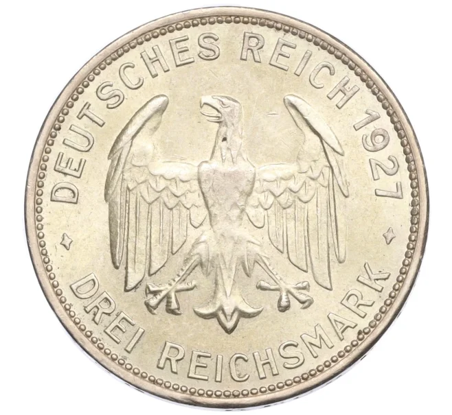 Монета 3 рейхсмарки 1927 года F Германия «450 лет Тюбингенскому университету» (Артикул M2-74283)