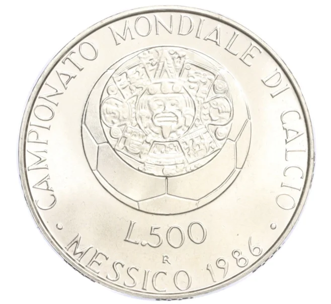 Монета 500 лир 1986 года Италия «Чемпионат мира по футболу 1986» (Артикул M2-74330)