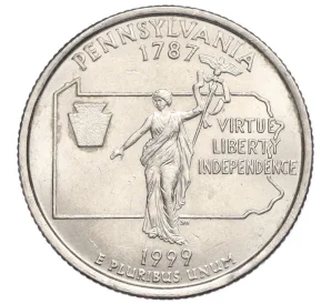 1/4 доллара (25 центов) 1999 года P США «Штаты и территории — Штат Пенсильвания»