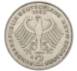 2 марки 1983 года G Западная Германия (ФРГ) «Конрад Аденауэр»