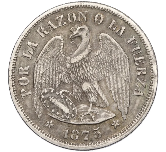 Монета 1 песо 1875 года Чили (Артикул K12-14111)