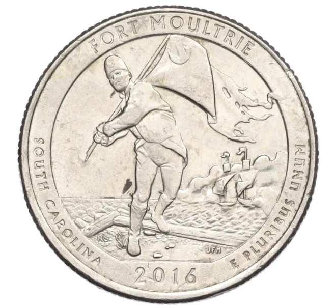 Монета 1/4 доллара (25 центов) 2016 года P США «Национальные парки — №35 Национальный парк Форт Молтри» (Артикул K12-14086)