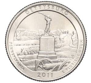 1/4 доллара (25 центов) 2011 года P США «Национальные парки — №6 Национальный парк Геттисберг»