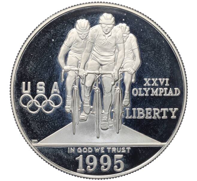 Монета 1 доллар 1995 года Р США «XXVI летние Олимпийские Игры в Атланте — Велоспорт» (Артикул K27-85640)