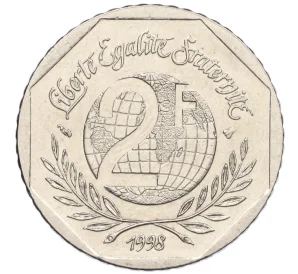 2 франка 1998 года Франция «50 лет Декларации Прав Человека»