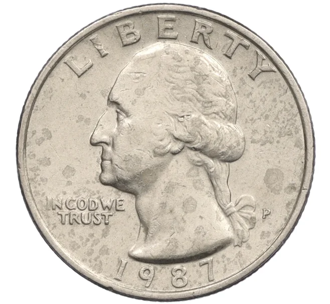 Монета 1/4 доллара (25 центов) 1987 года P США (Артикул K12-16085)