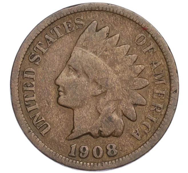Монета 1 цент 1908 года США (Артикул K12-16162)