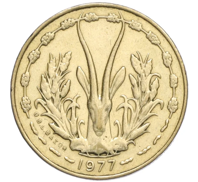 Монета 5 франков 1977 года Западно-Африканский валютный союз (Артикул K12-16610)