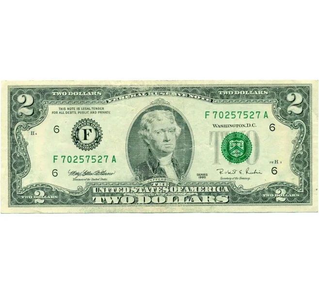 Банкнота 2 доллара 1995 года США (Артикул T11-08001)