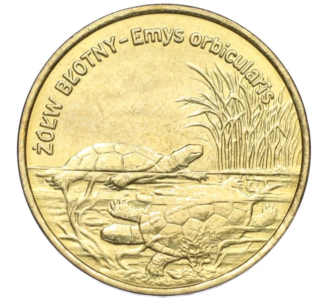 Монета 2 злотых 2002 года Польша «Всемирная природа — Болотная черепаха» (Артикул K12-16372)