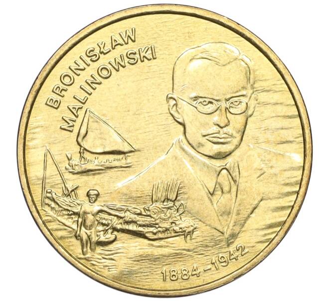Монета 2 злотых 2002 года Польша «Польские путешественники — Бронислав Малиновский» (Артикул K12-16373)