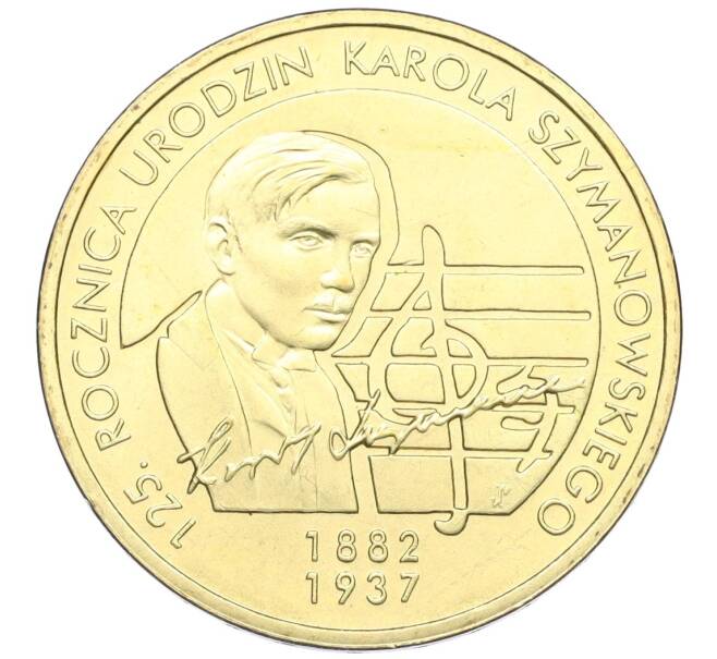 Монета 2 злотых 2007 года Польша «125 лет со дня рождения Кароля Шимановского» (Артикул K12-16475)