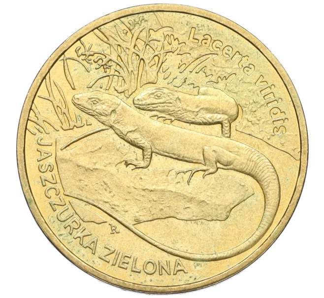 Монета 2 злотых 2009 года Польша « Всемирная природа — Зеленая ящерица» (Артикул K12-16500)