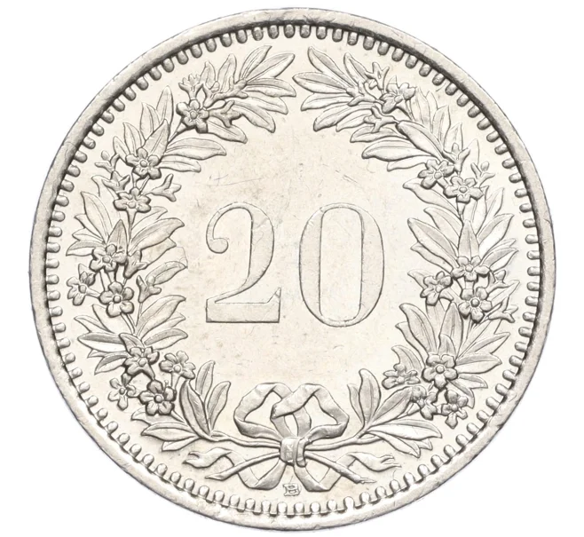 Монета 20 раппенов 2002 года Швейцария (Артикул K12-16710)