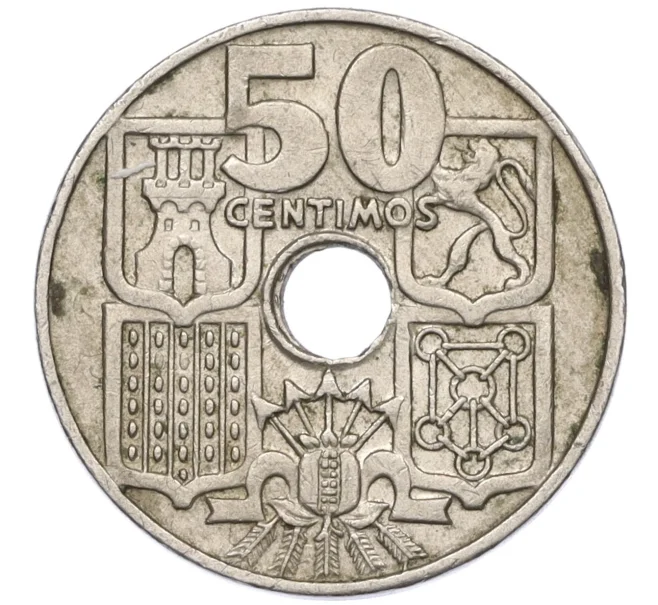 Монета 50 сентимо 1949 (62) года Испания (Артикул K12-16711)